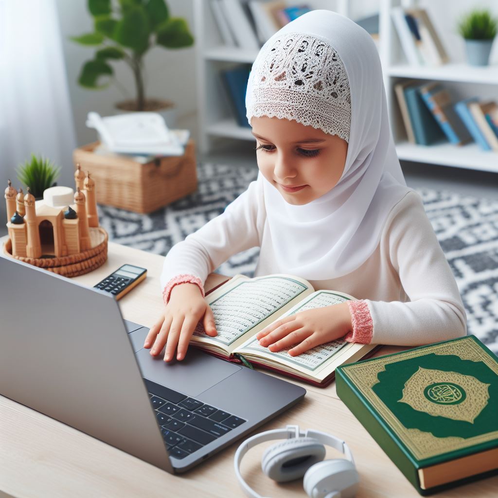 online quran teacher teaching a little girl