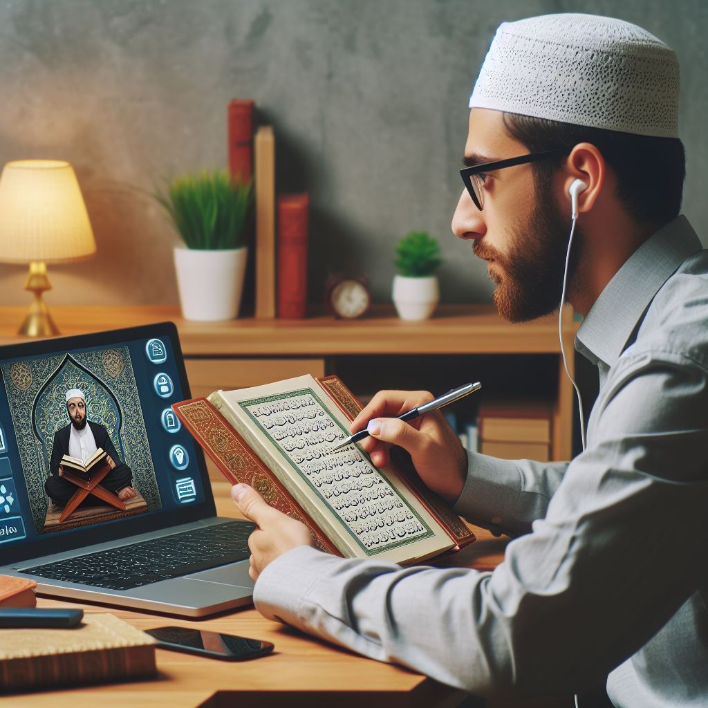 man taking online quran classes in usa