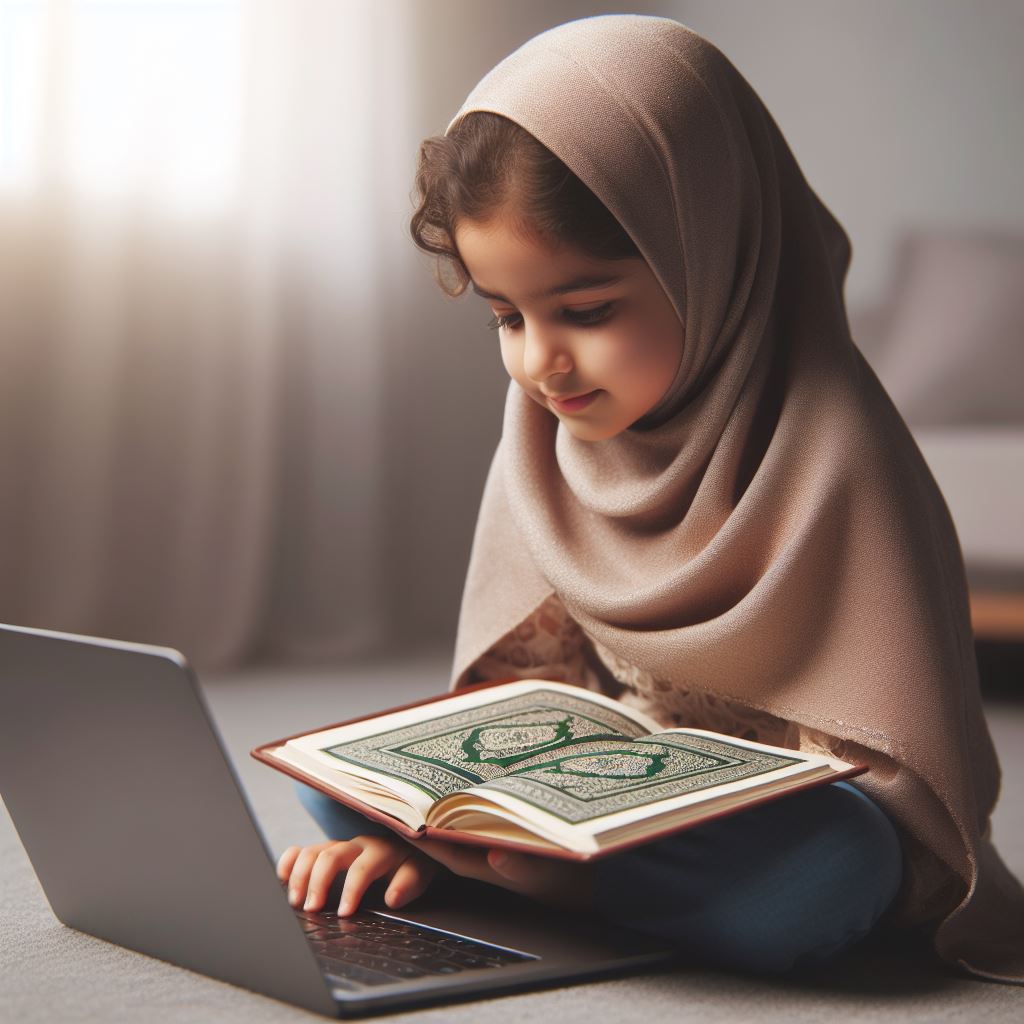 Little girl Learning Quran Online